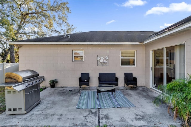 view of patio / terrace featuring outdoor lounge area and grilling area