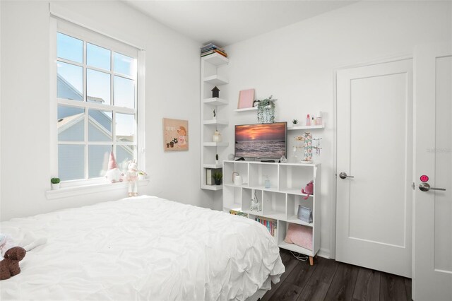 bedroom featuring dark hardwood / wood-style floors