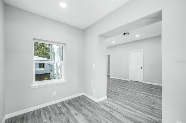 spare room with light wood-type flooring