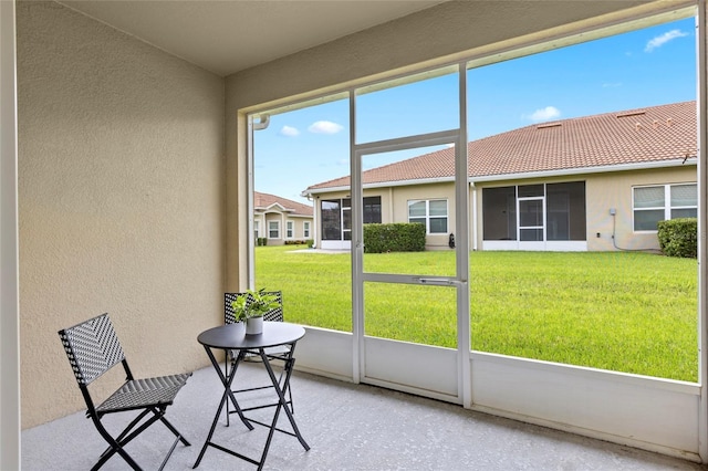 view of unfurnished sunroom