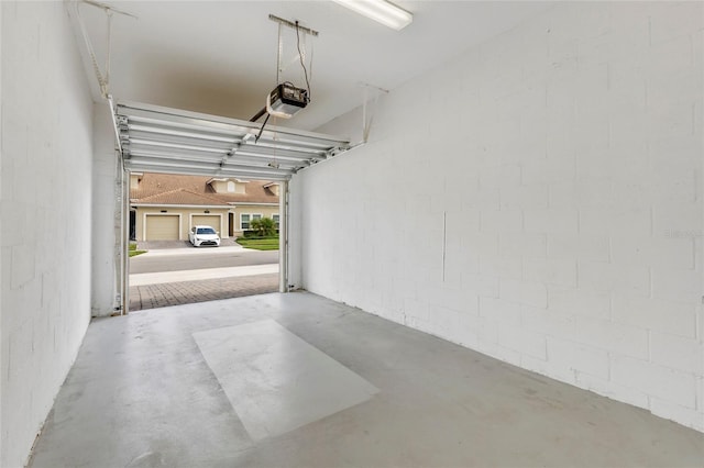 garage with a garage door opener