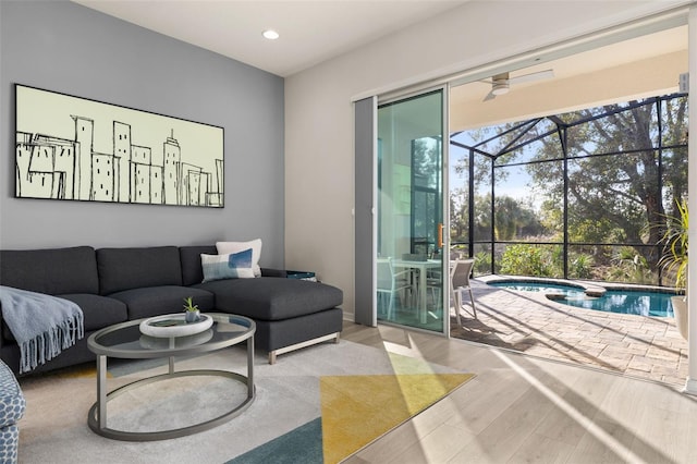 living room featuring light hardwood / wood-style flooring