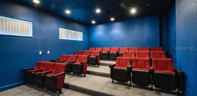 cinema room with carpet floors