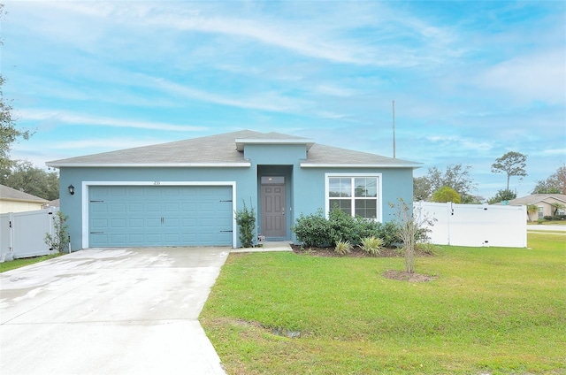 view of front of home with a garage and a front yard