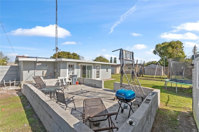 view of patio / terrace featuring a trampoline