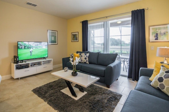 view of tiled living room