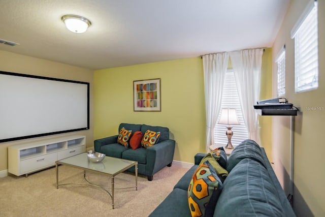 view of carpeted home theater