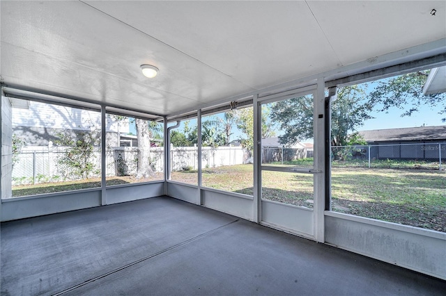 view of unfurnished sunroom