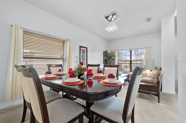 view of carpeted dining room