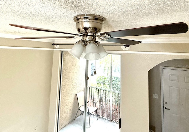 interior details featuring ceiling fan