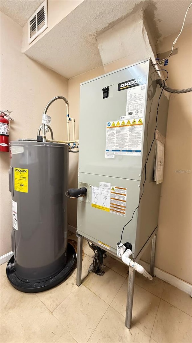 utilities with electric water heater and heating unit