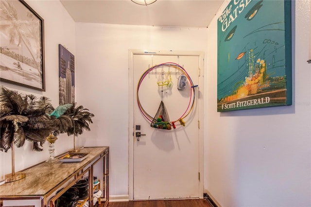 doorway to outside with hardwood / wood-style floors