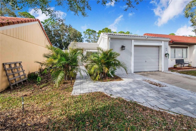 exterior space featuring a garage