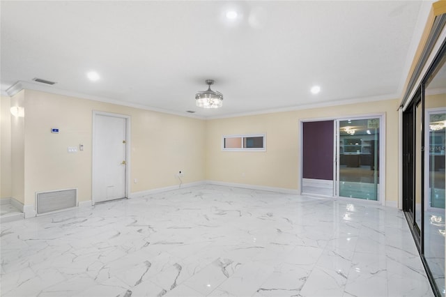 unfurnished room featuring ornamental molding