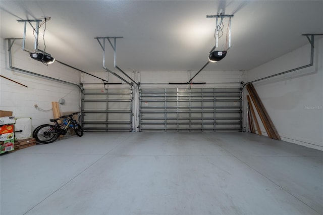 garage with a garage door opener