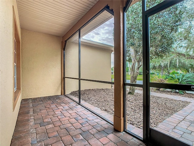 view of unfurnished sunroom