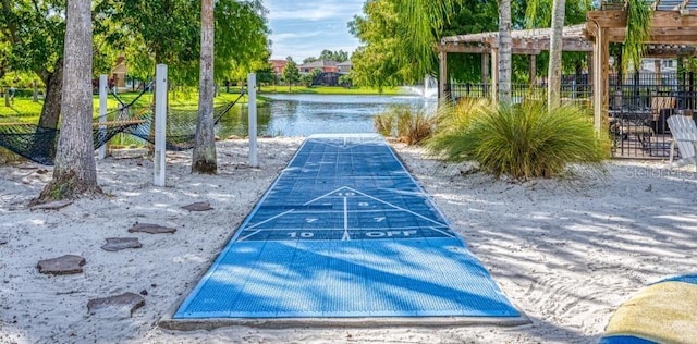 view of property's community with a water view