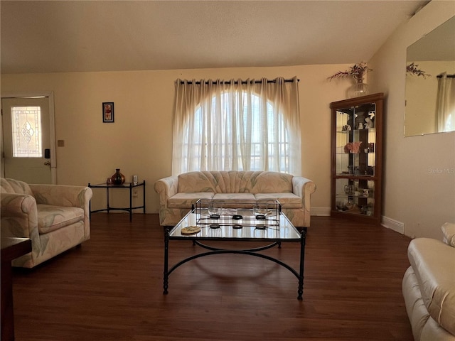 living room featuring dark hardwood / wood-style floors