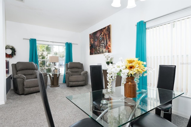 view of carpeted dining room