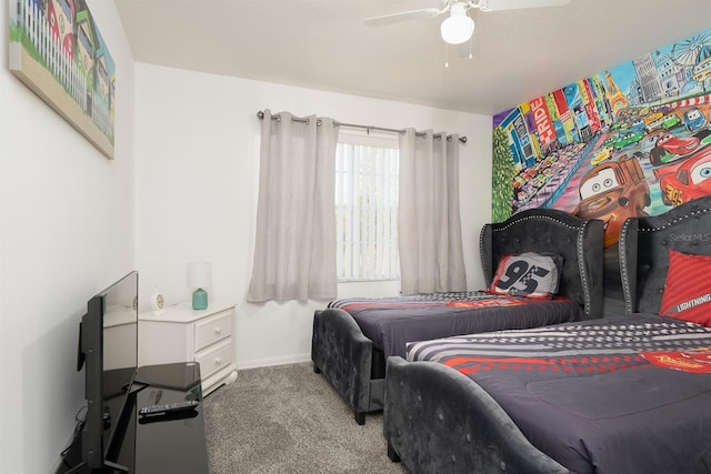 bedroom with carpet and ceiling fan