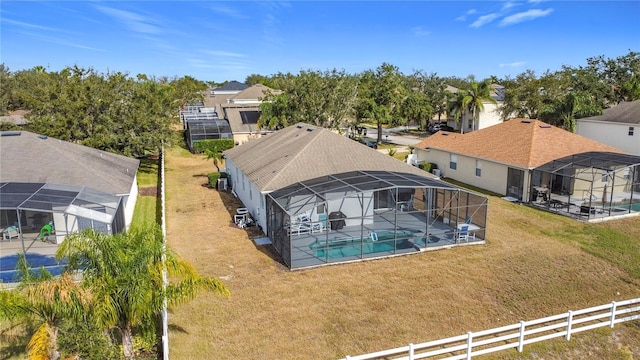 view of pool with a patio and a lanai