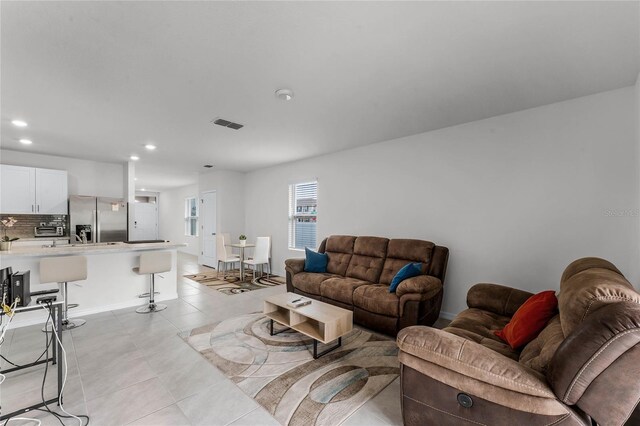 view of tiled living room