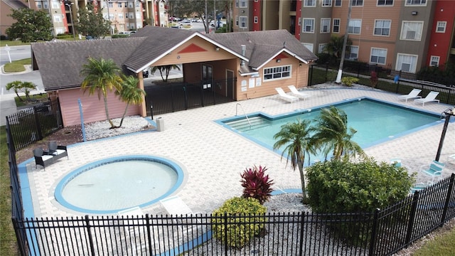 view of swimming pool featuring a patio