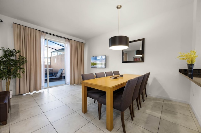 dining room with light tile patterned floors