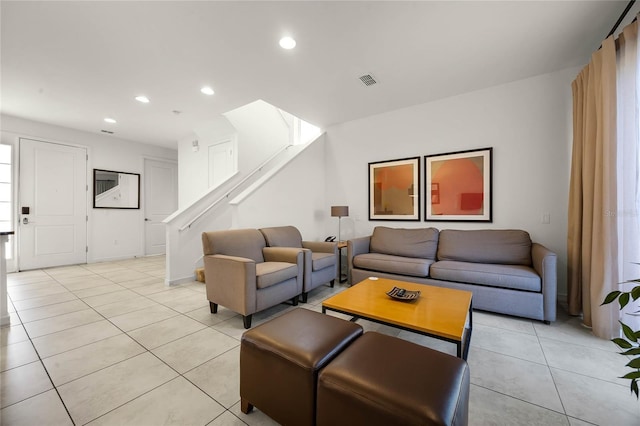 view of tiled living room