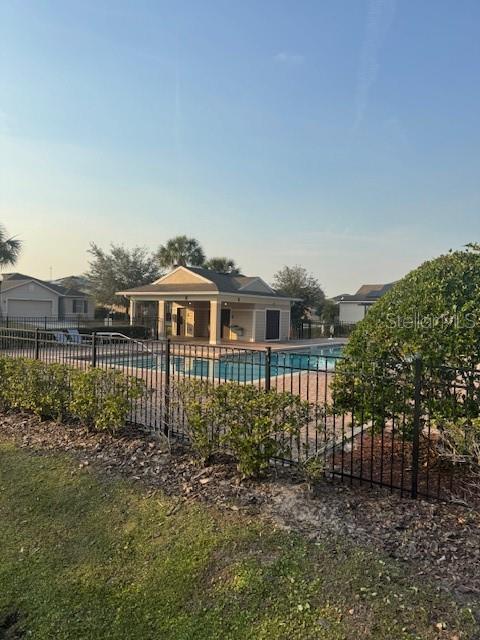 view of swimming pool with a patio