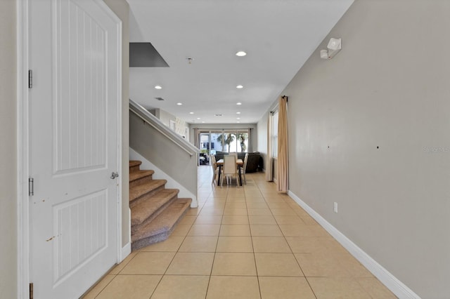 interior space featuring light tile patterned flooring