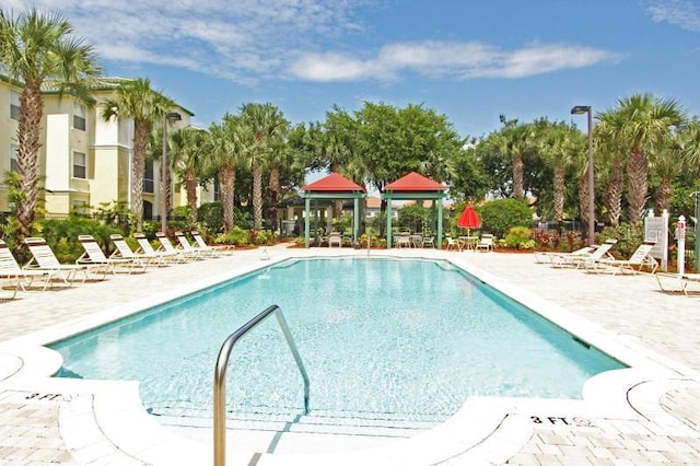 view of pool featuring a patio area