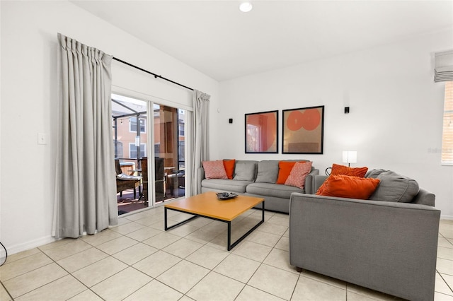 view of tiled living room