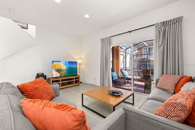 view of tiled living room