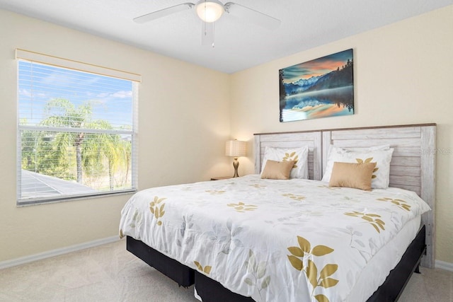 bedroom featuring carpet and ceiling fan