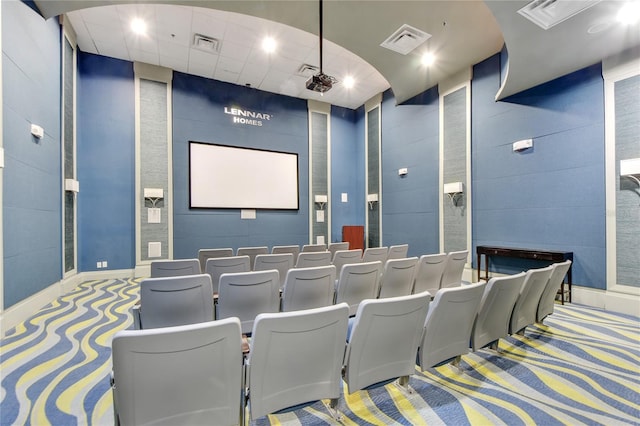 view of carpeted cinema room