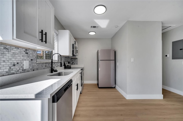 kitchen featuring sink, white cabinets, and appliances with stainless steel finishes