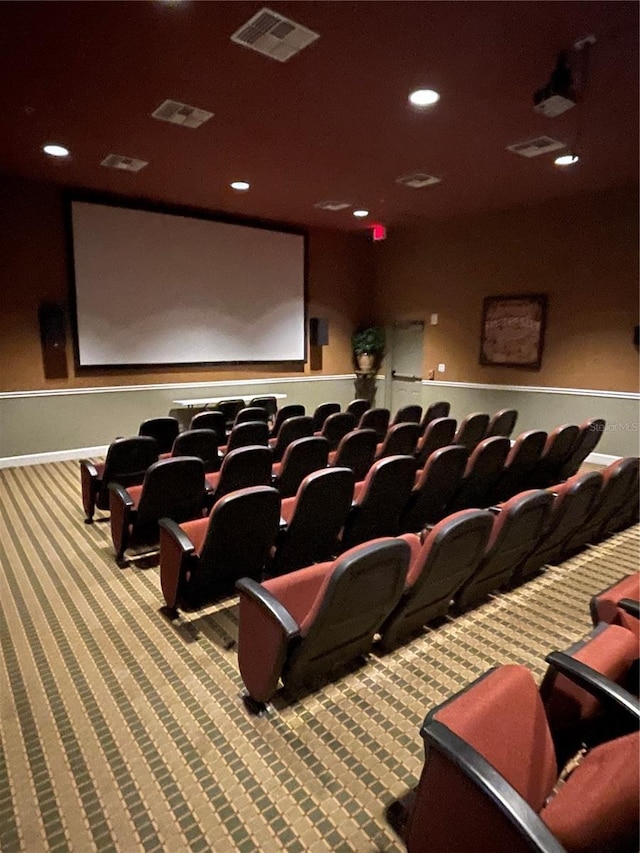 view of carpeted home theater room