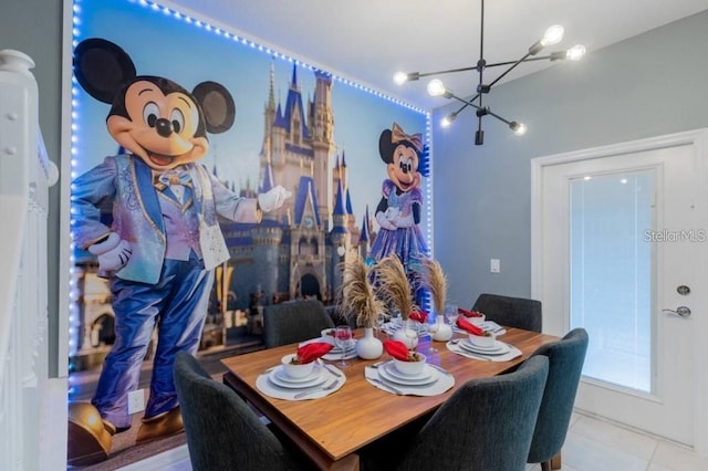 dining room with an inviting chandelier