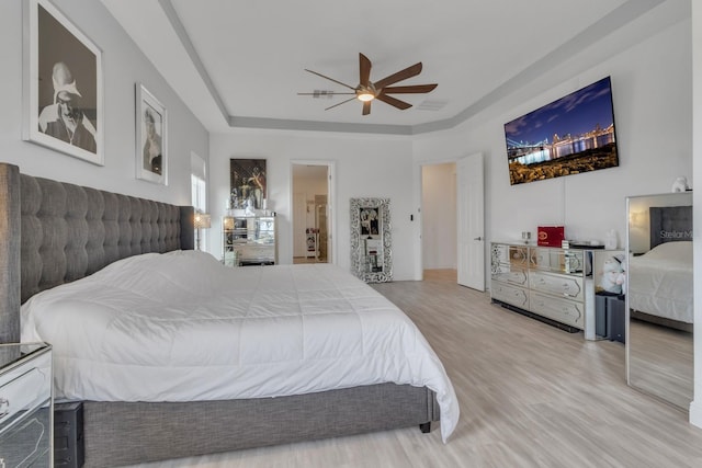 bedroom featuring ceiling fan and wood-type flooring