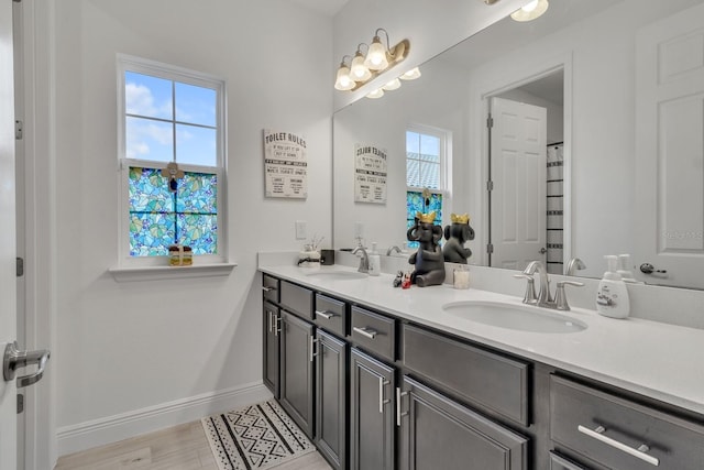 bathroom with vanity and a healthy amount of sunlight