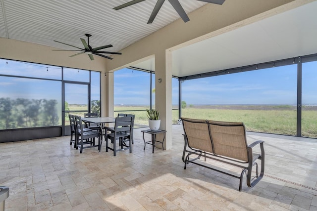 820 Windlass Ct, Kissimmee, FL 34746 - sunroom featuring a rural view and a ceiling fan