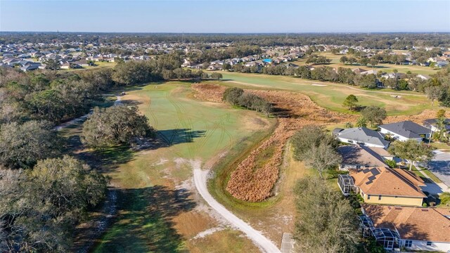 drone / aerial view with view of golf course