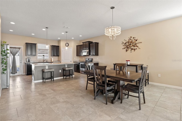 dining room with an inviting chandelier