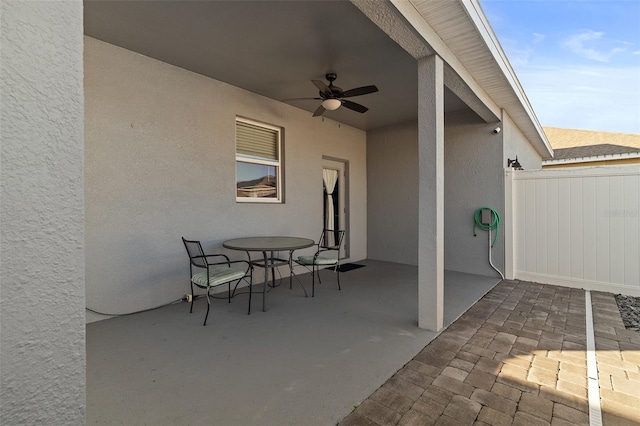 view of patio with ceiling fan