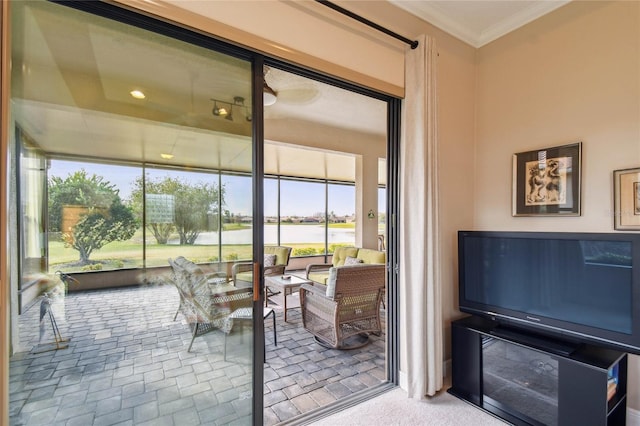 interior space with crown molding