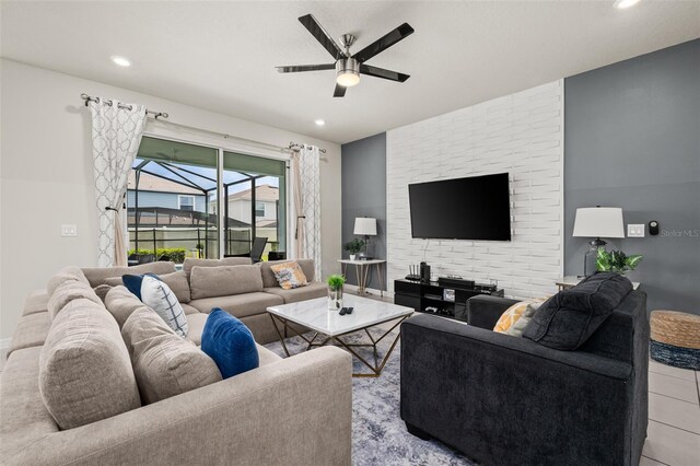 1607 Kona Ln, Davenport, FL 33897 - living area with a ceiling fan and recessed lighting