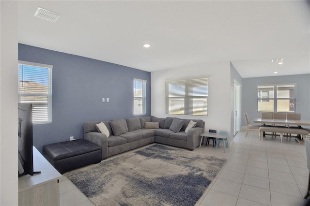 view of tiled living room