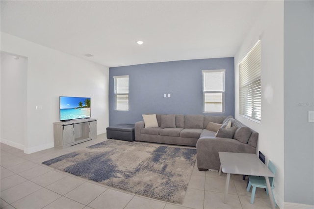 view of tiled living room