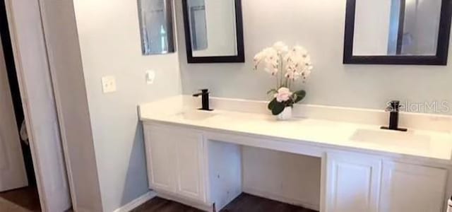 full bathroom with double vanity and a sink